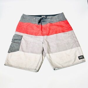 Vans shorts Off the Wall Hybrid color block Boardshorts red and gray men size 34